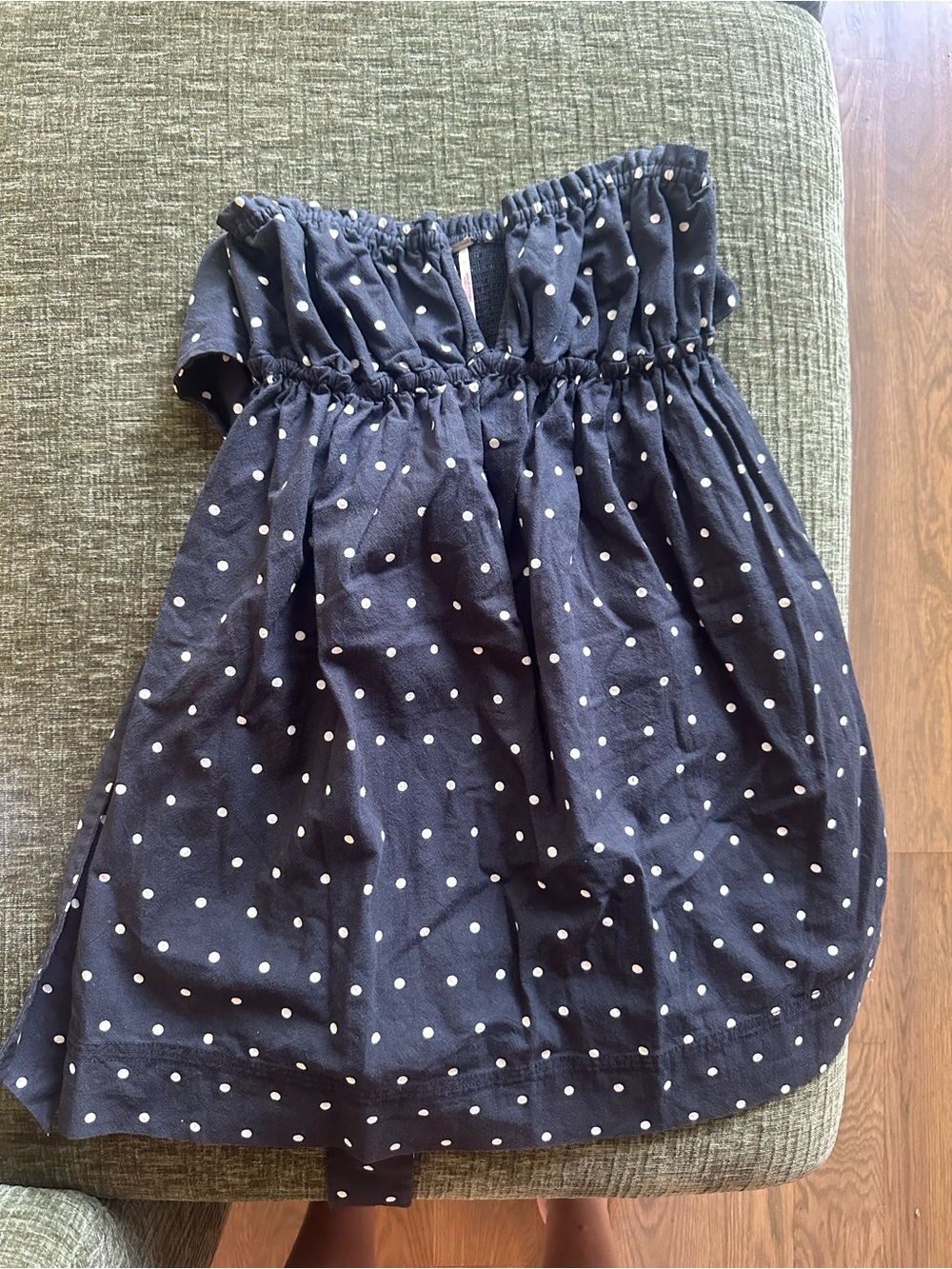Free People Navy Blue Polka Dot Mini Dress
